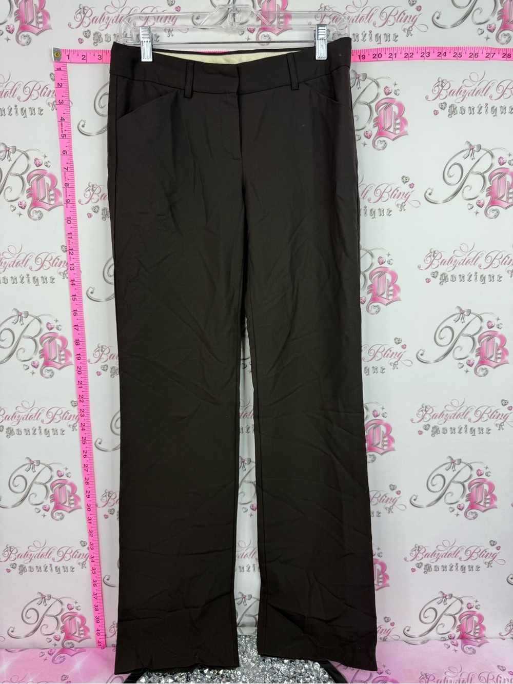 Theory Dark Brown Straight-Leg Dress Pants